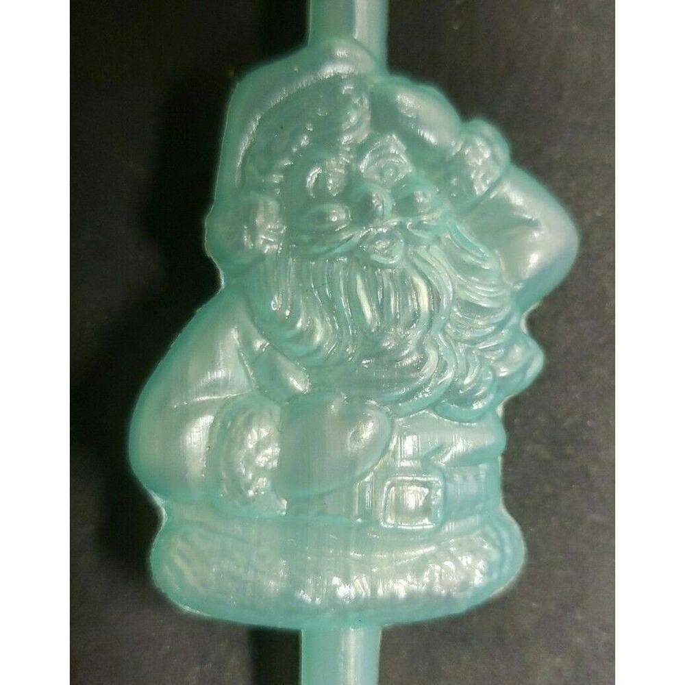 Vintage 1960's Christmas Santa Green Plastic Drinking Straw Hong Kong NOS